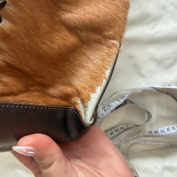 Vtg Y2K 2000s Brown Genuine Leather Animal Print Shoulder Purse - Picture 6 of 11